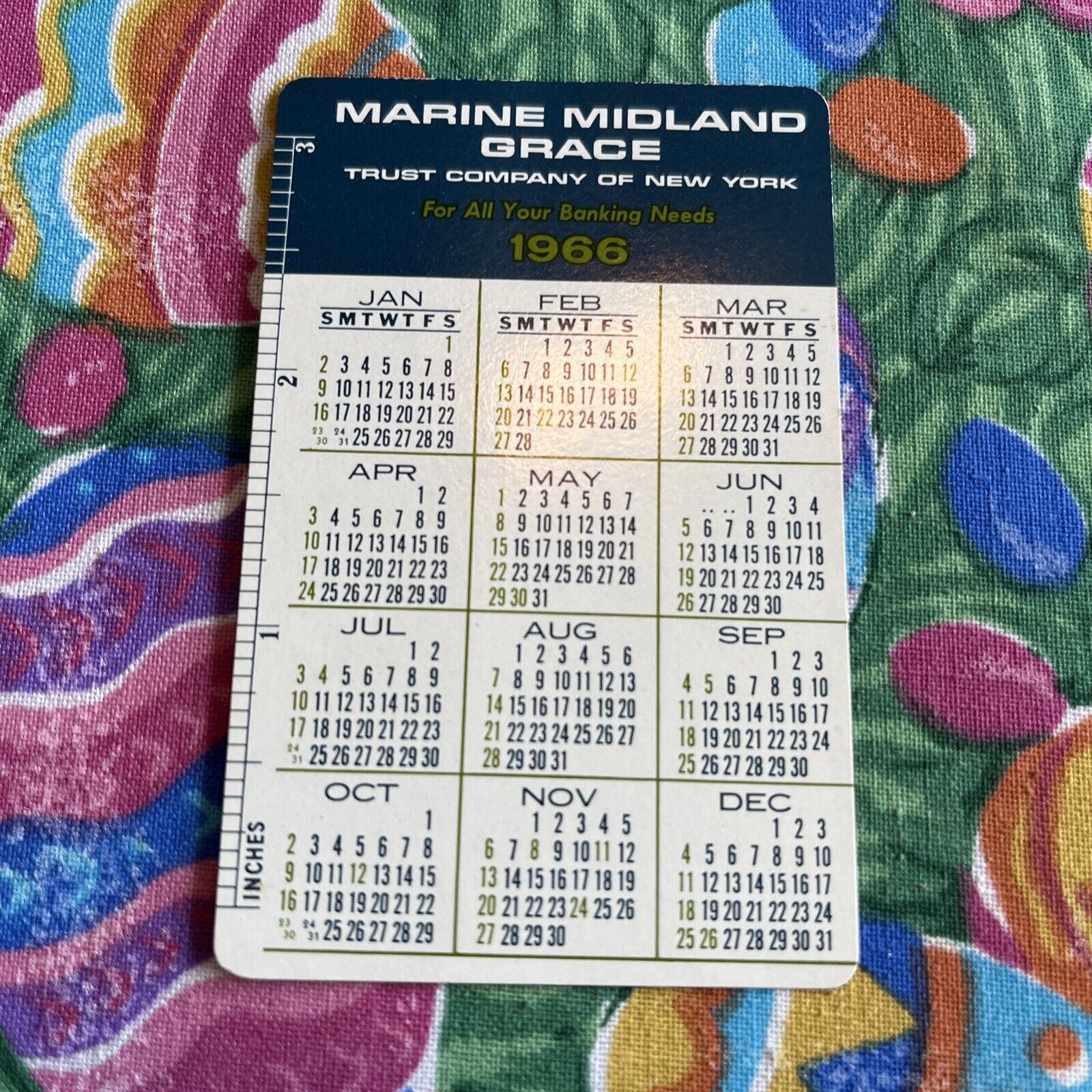 1966 Marine Midland Grace Trust Company Of NY Wallet Calendar