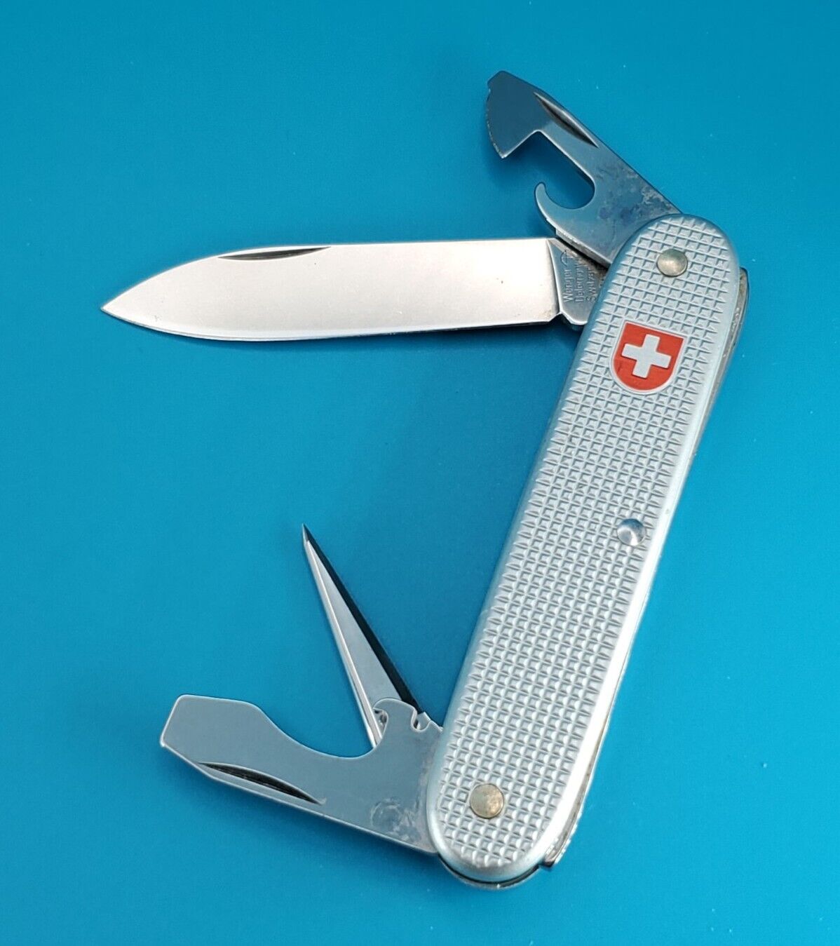Wenger Soldat Standard Issue Silver Alox Old Cross Swiss Army Knife 1997