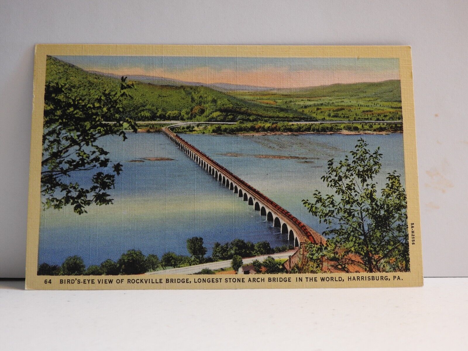 Birds Eye View of Rockville Bridge Harrisburg, Pennsylvania Linen Postcard A643