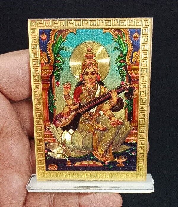 Saraswati Statue With Plays a Calming Music on Veena Goddess Statue--2 Pieces
