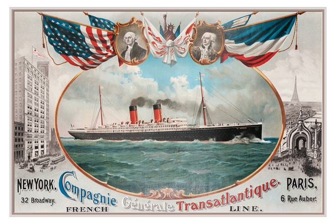 French Line La Lorraine / La Gascogne ca. 1900 poster  12 x 18