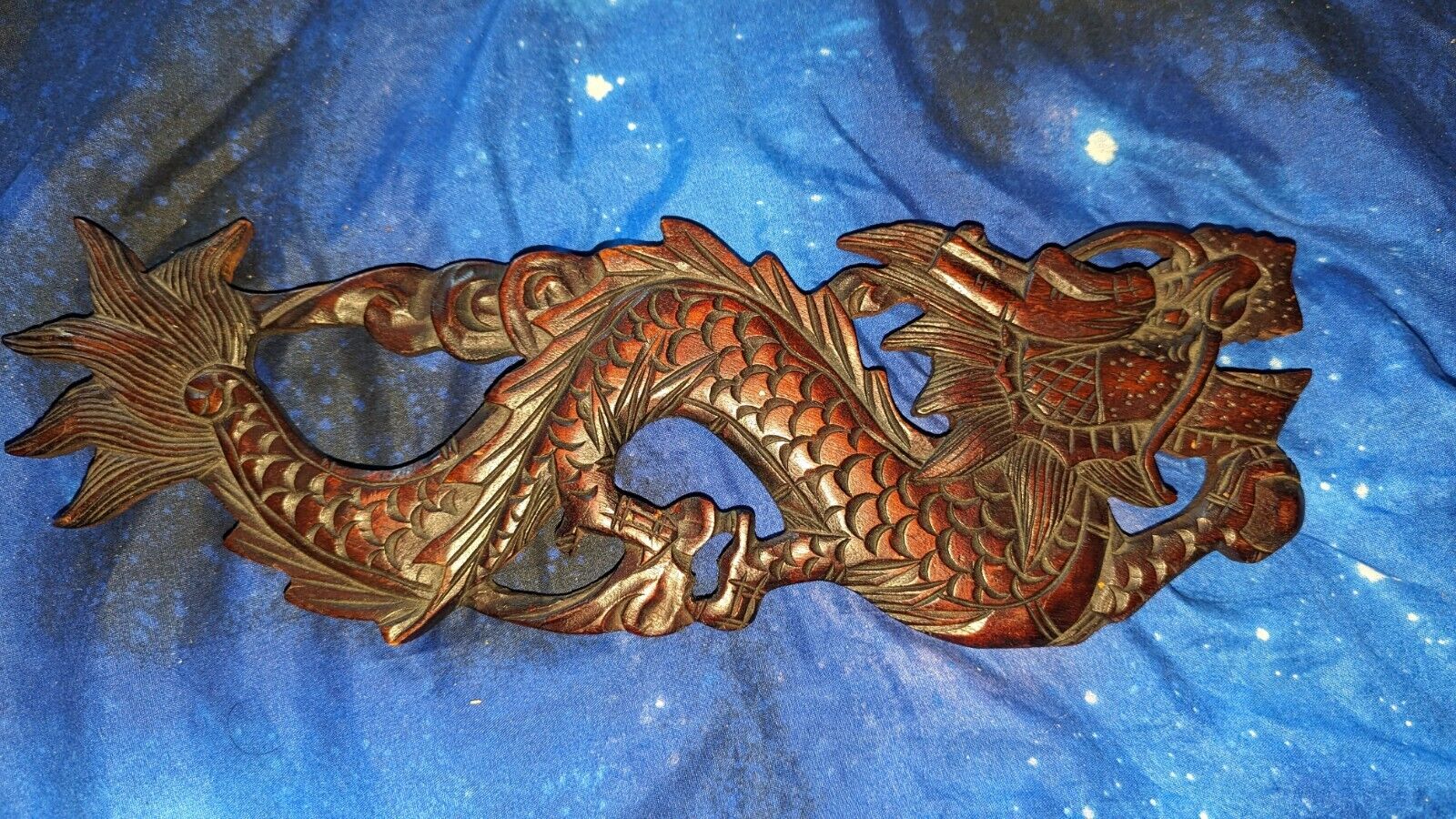 Antique Chinese made Hand Carved dragon Wood Vintage