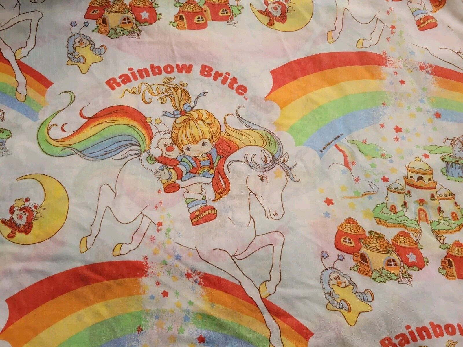 Vintage 1983 Rainbow Brite Full (Double) Top Sheet w/ 1 Pillow Case