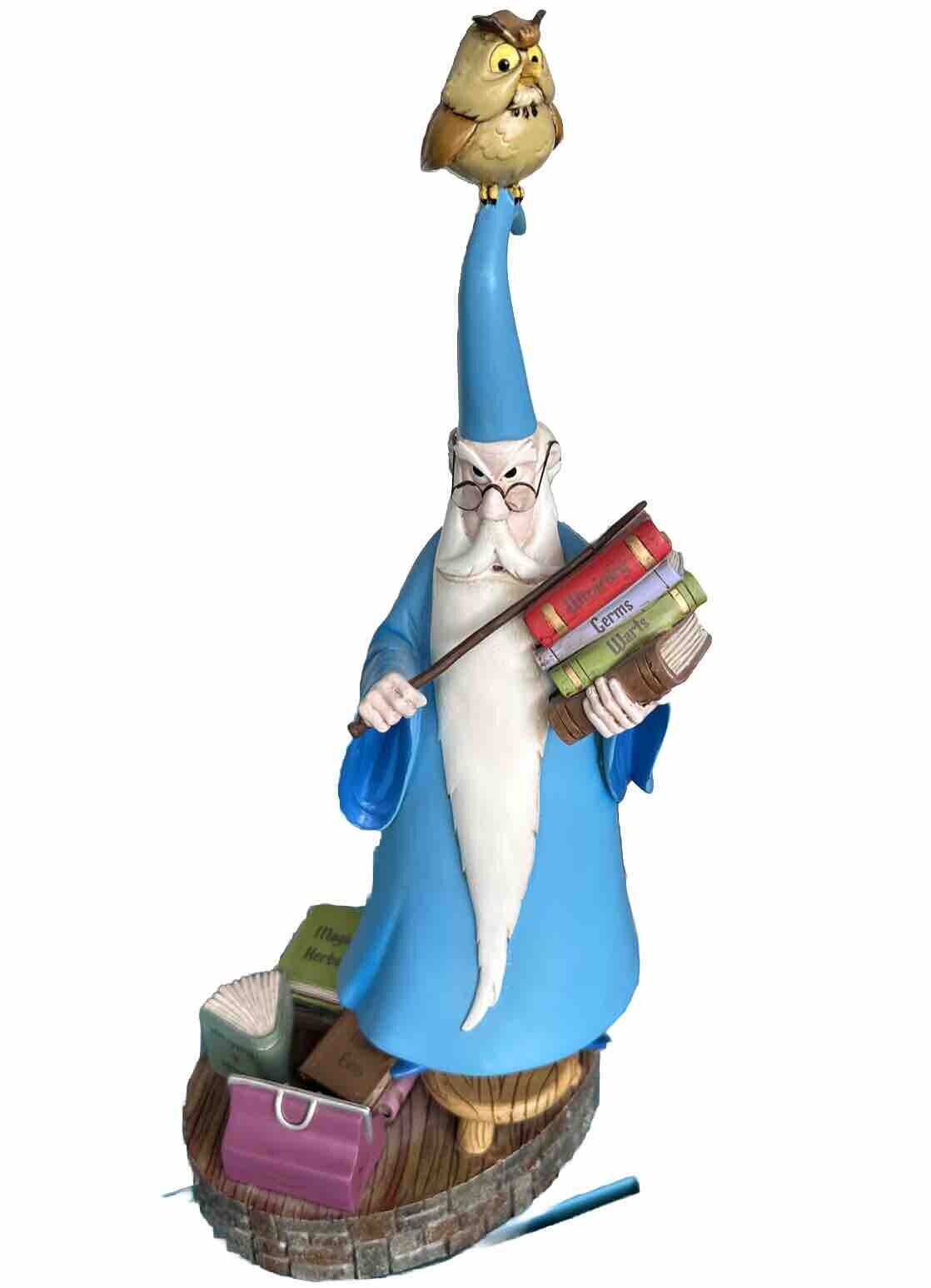 HTF Disney Med Big Fig Figure Statue - Merlin and Archimedes Sword In Stone 16”