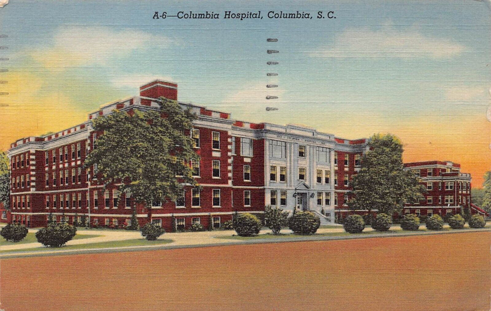 Columbia Hospital South Carolina SC Street View 1940s Red Cross VTG Postcard K2