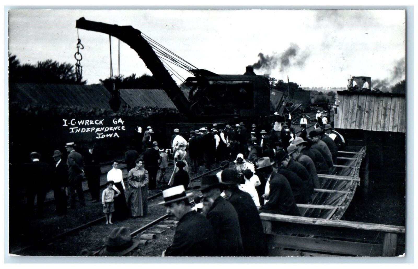 c1910s Train Railroad IC Wreck Accident Independence Iowa IA RPPC Photo Postcard
