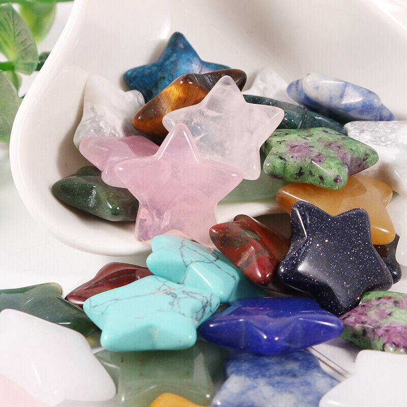 30pcs Natural Stone Reiki Healing crystals stars for home decorate mixed color