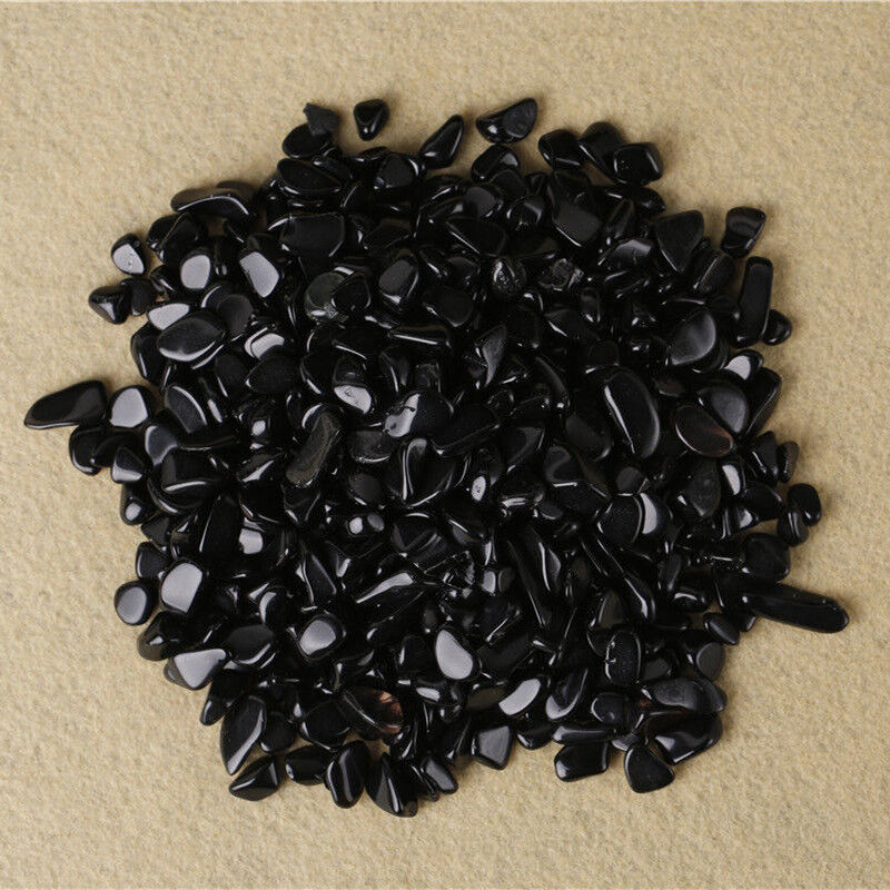 100g Black Obsidian Quartz Crystal Mini Stone Rock Chips Energy Healing Decor