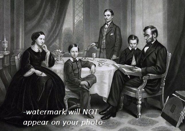 1861 Abraham Lincoln Family PHOTO Portrait Republican President, Mary Todd, Tad