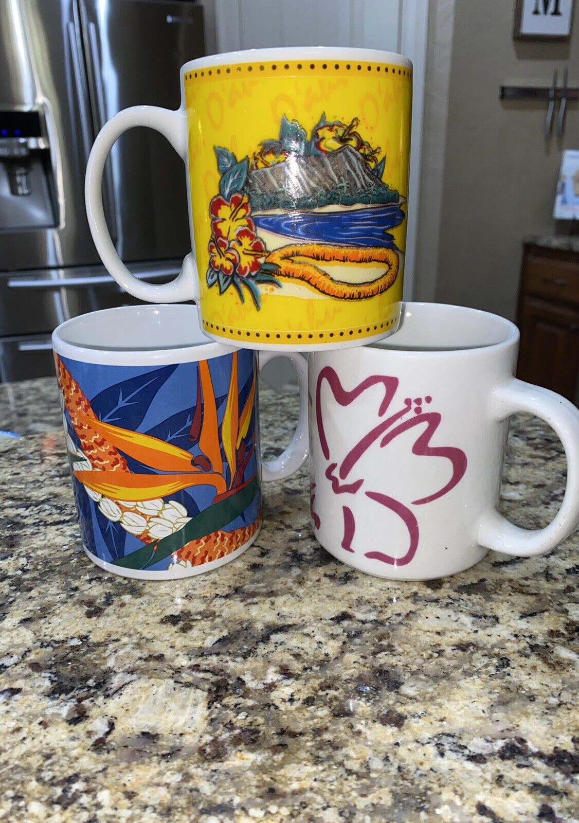 Lot of 3 Hilo Hattie 1999 Island Heritage Coffee/Tea Mug, Bird of Paradise