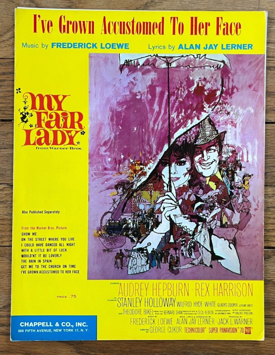 Vintage 1956 My Fair Lady I've Grown Accustomed To Her Face Sheet Music
