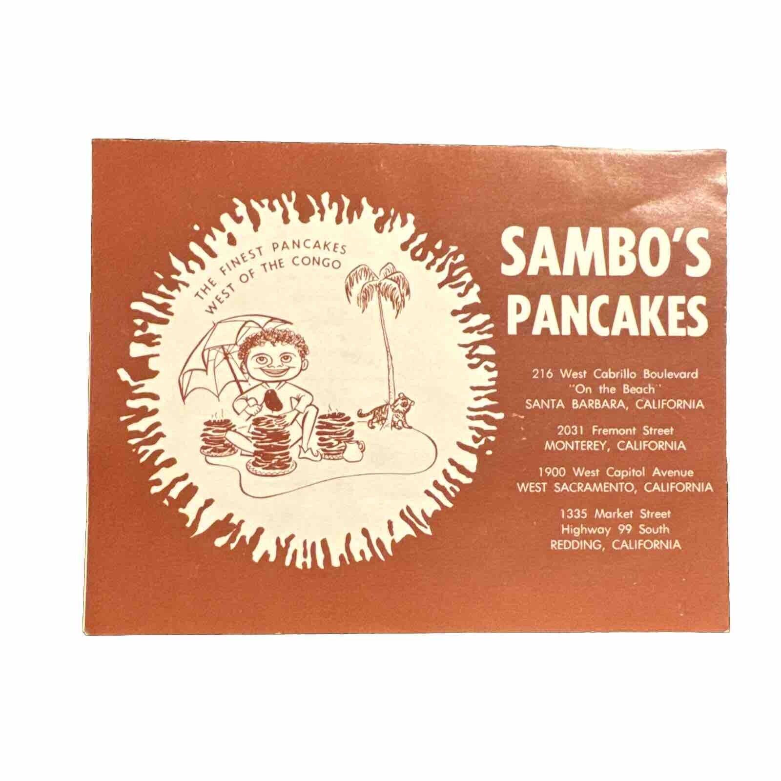 1960s Sambo\'s Pancakes Restaurant Alternative Paper Menu