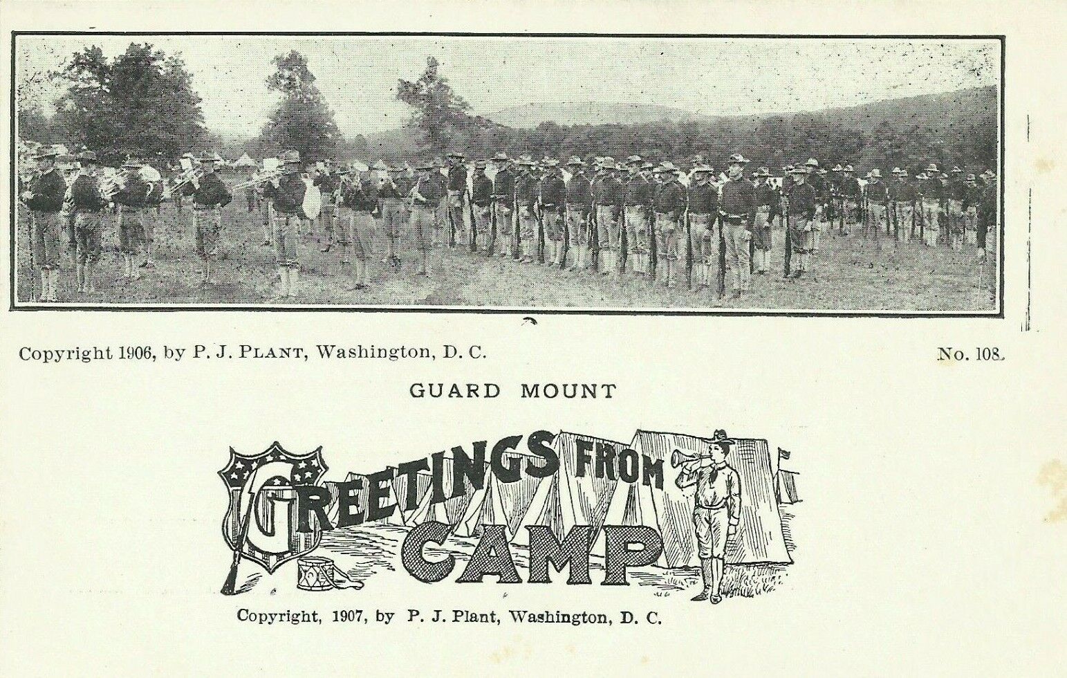 WW1 Era RPPC Postcard Greetings From Camp US Army Military Band