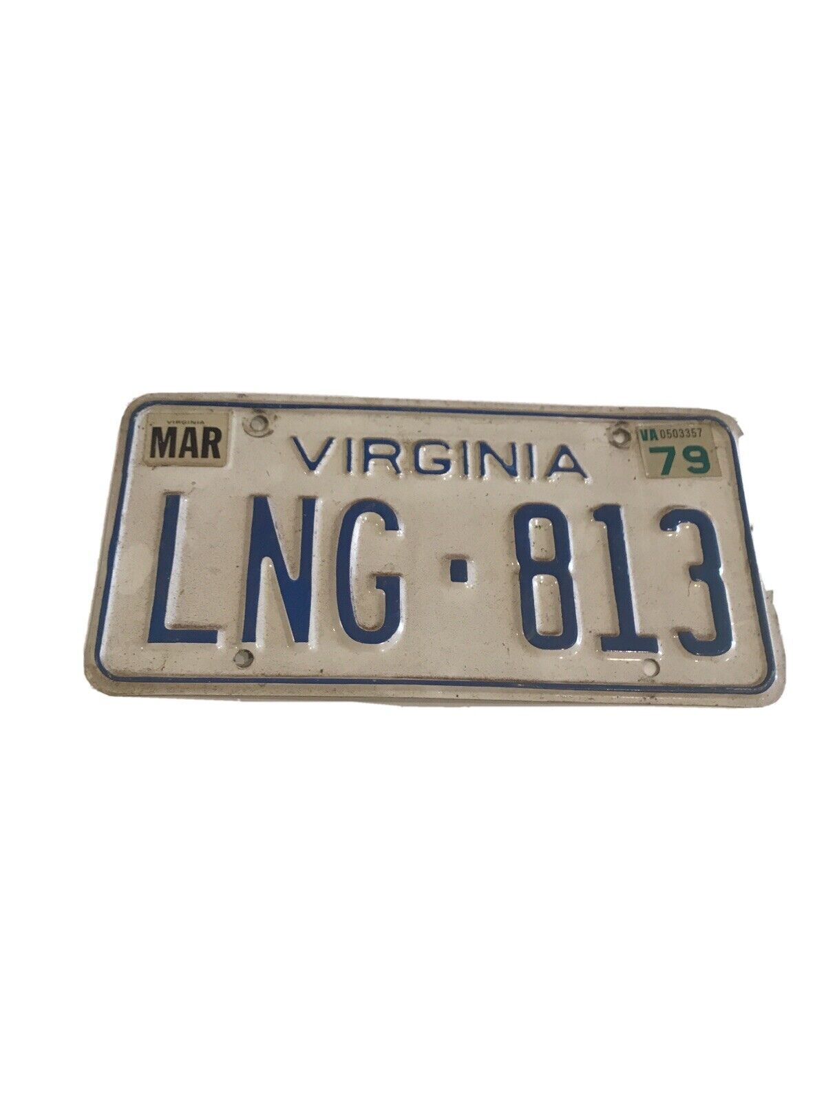 Vintage 1979 Virginia License Plate LNG-813
