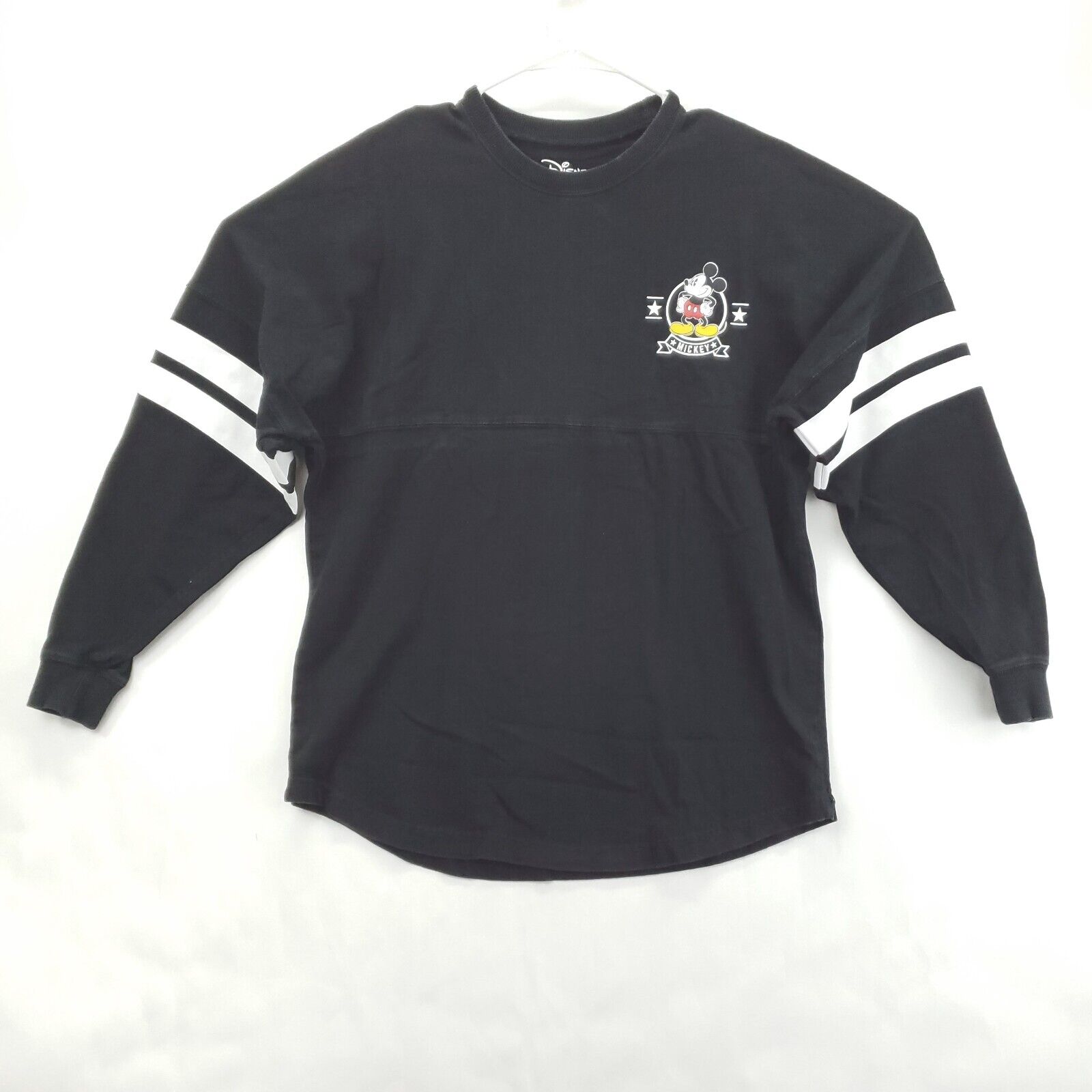 Disney Mickey Mouse Spirit Jersey Shirt Womens Small Black 100% Cotton Oversize