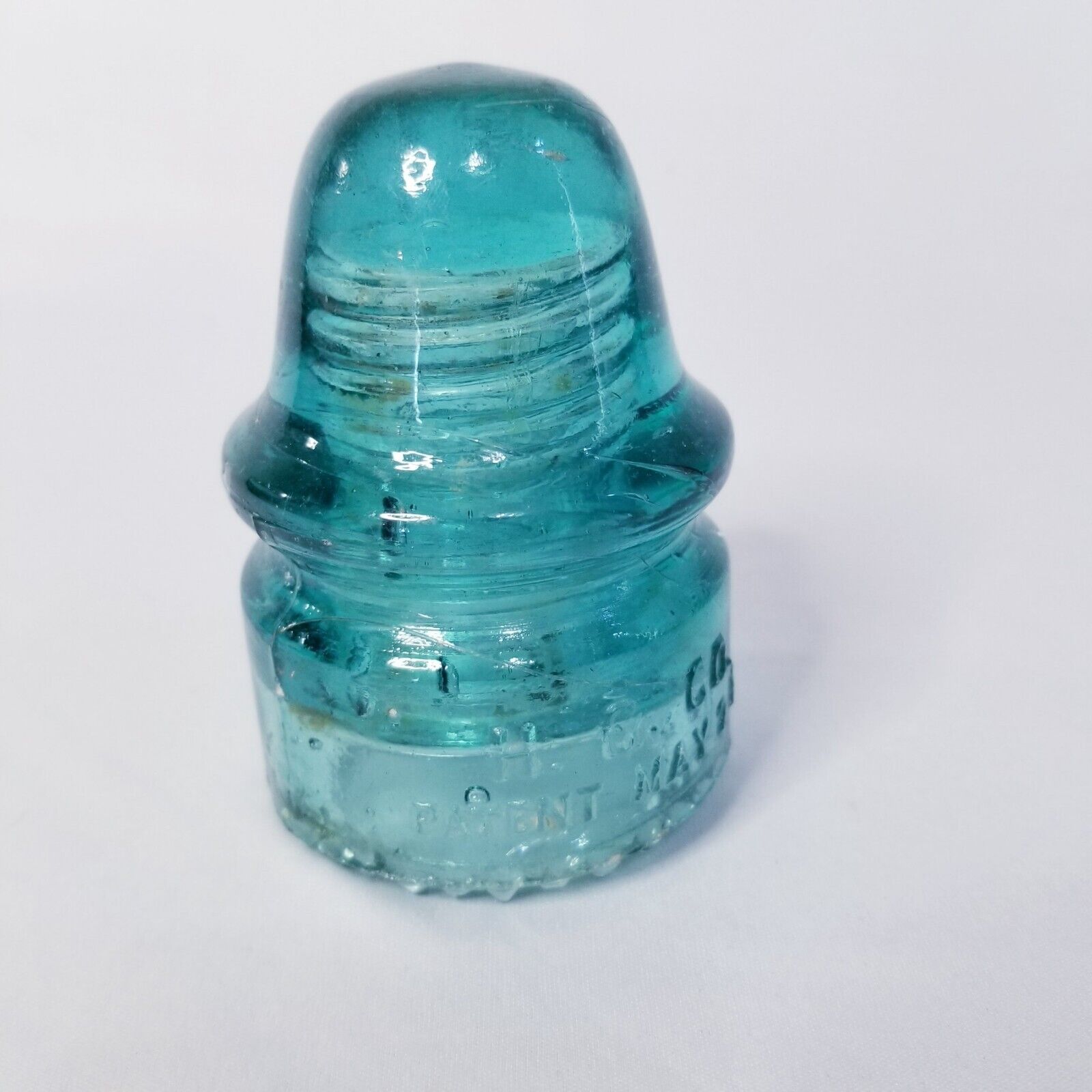 Vintage H. G. Co. Petticoat Green Glass Insulator Patent May 2, 1893
