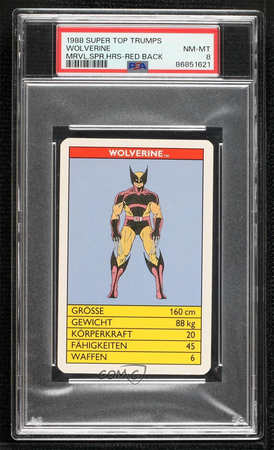 1988 Super Top Trumps Marvel German Red Back Wolverine PSA 8 0i7t