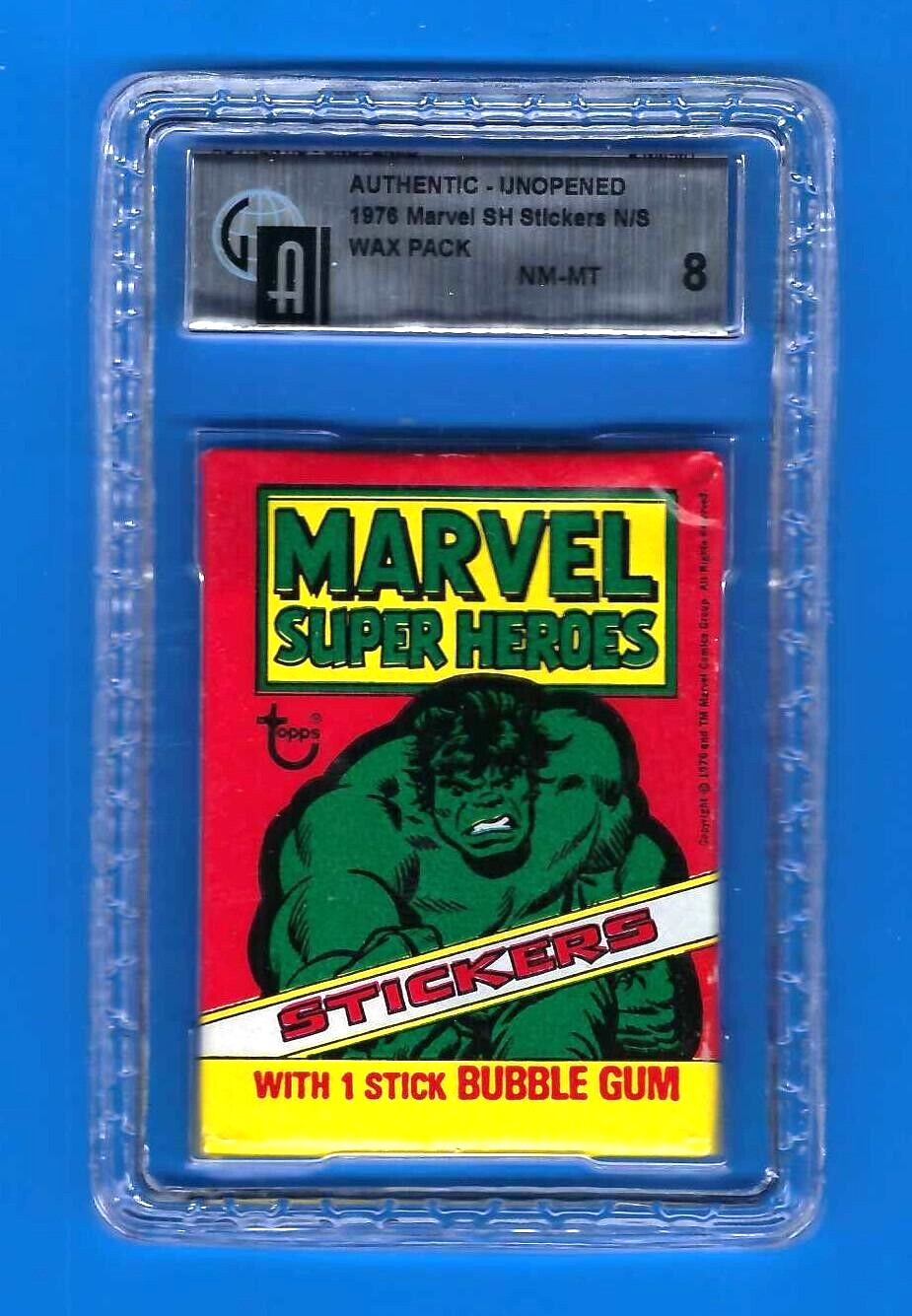 1976 Topps MARVEL SUPER HEROES Stickers Unopened Sealed Pack-GA GRADED 8 NRMT-MT