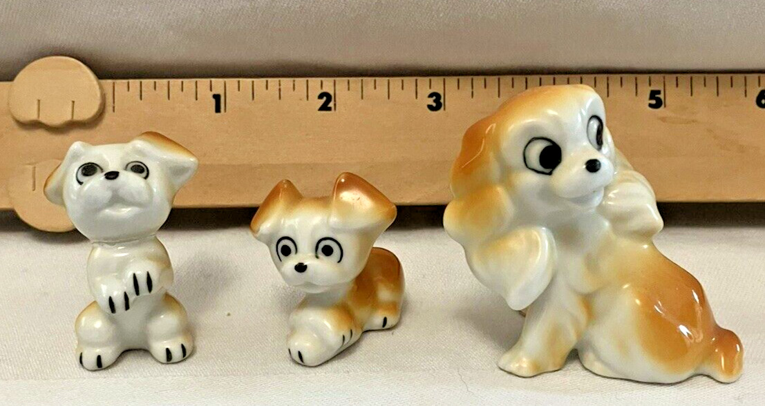 Rare Lady and the Tramp w/2 Puppies Ceramic Figurines 1950/60s Excellent