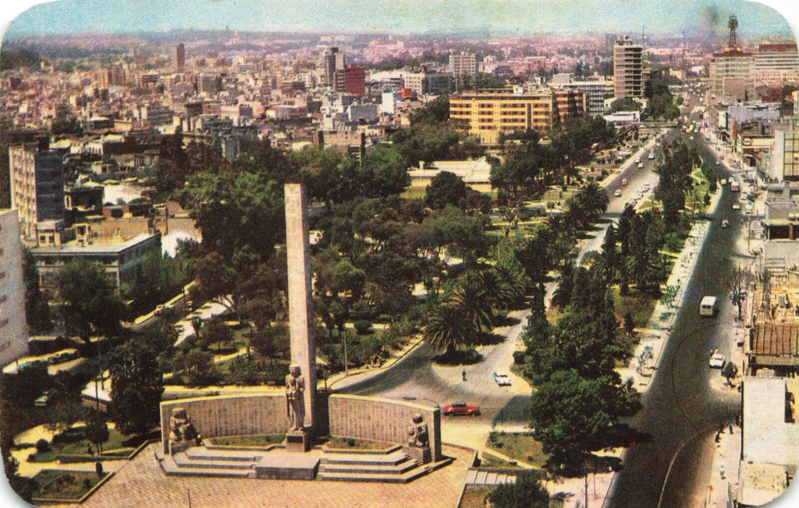 Postcard Mexico City Panoramic View Monument to the Mother