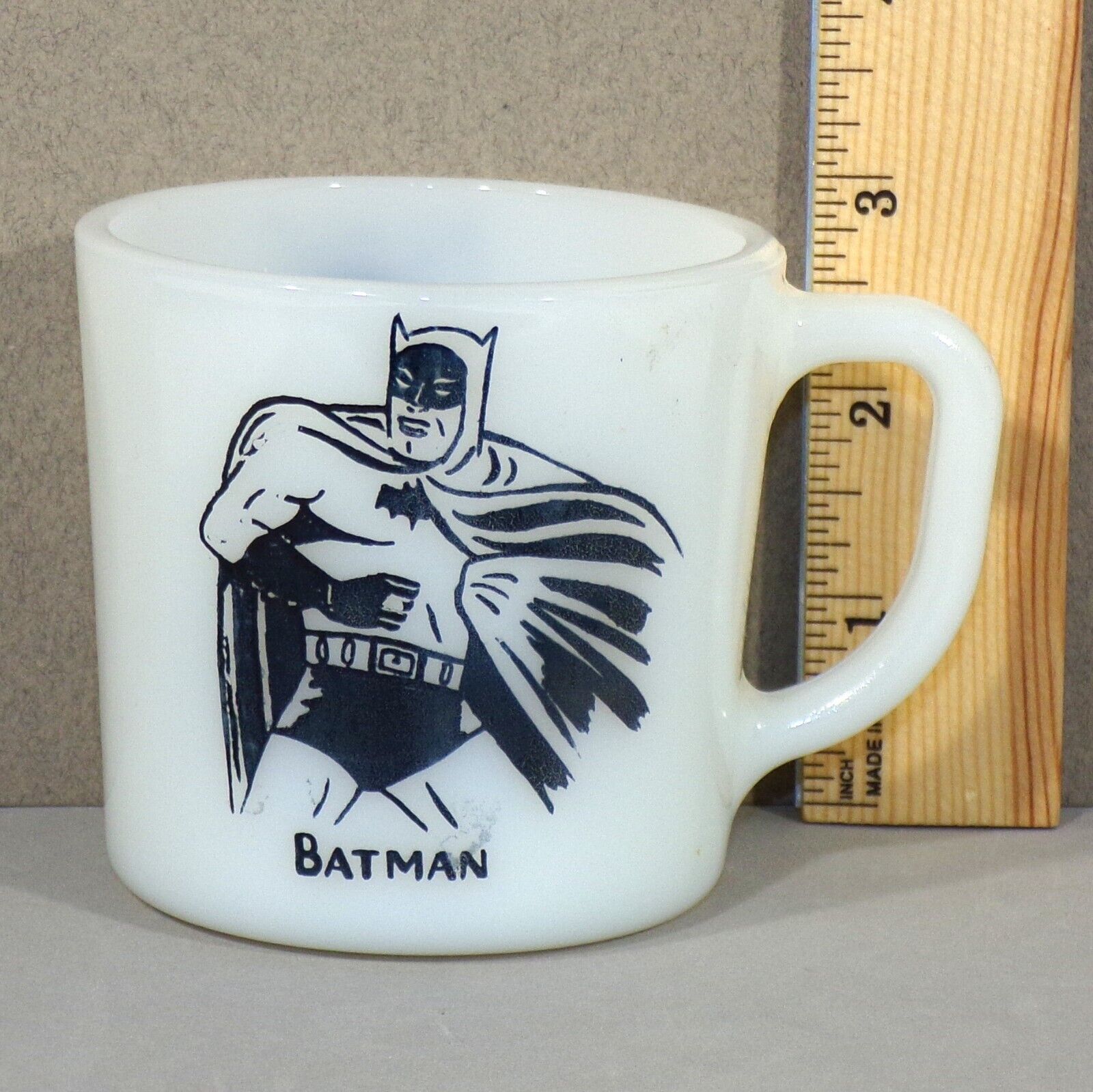 Vintage BATMAN Mug Cup  by Westfield Heat Proof  3 inch milk glass  1966
