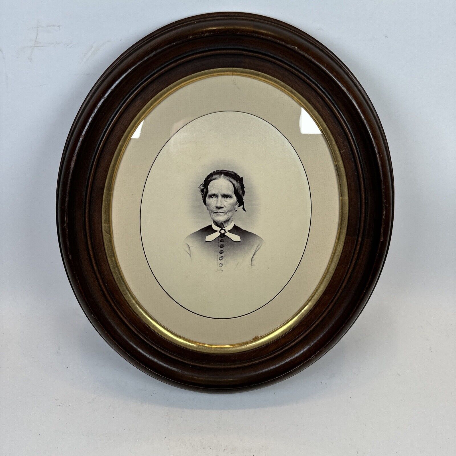 Black & White Photograph Portrait, Woman, Antique Oval Frame