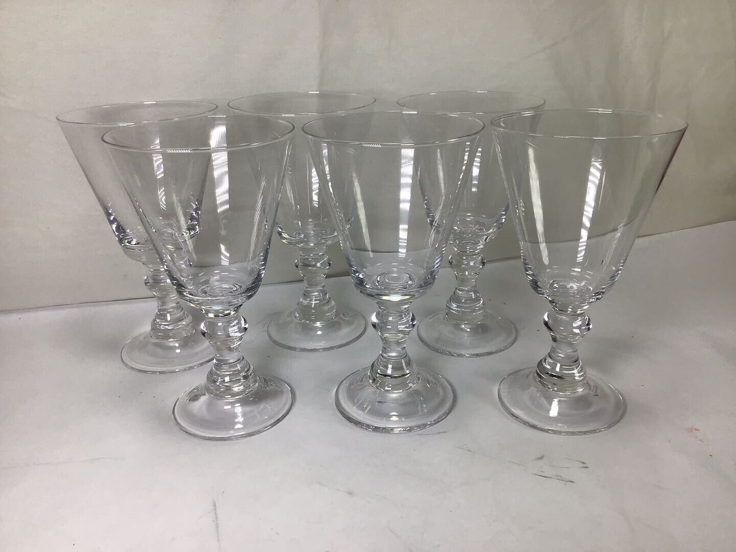 OO45 Vintage  Antique Circa 19th Century Crystal Hand Blown Wine Glass Set of 6