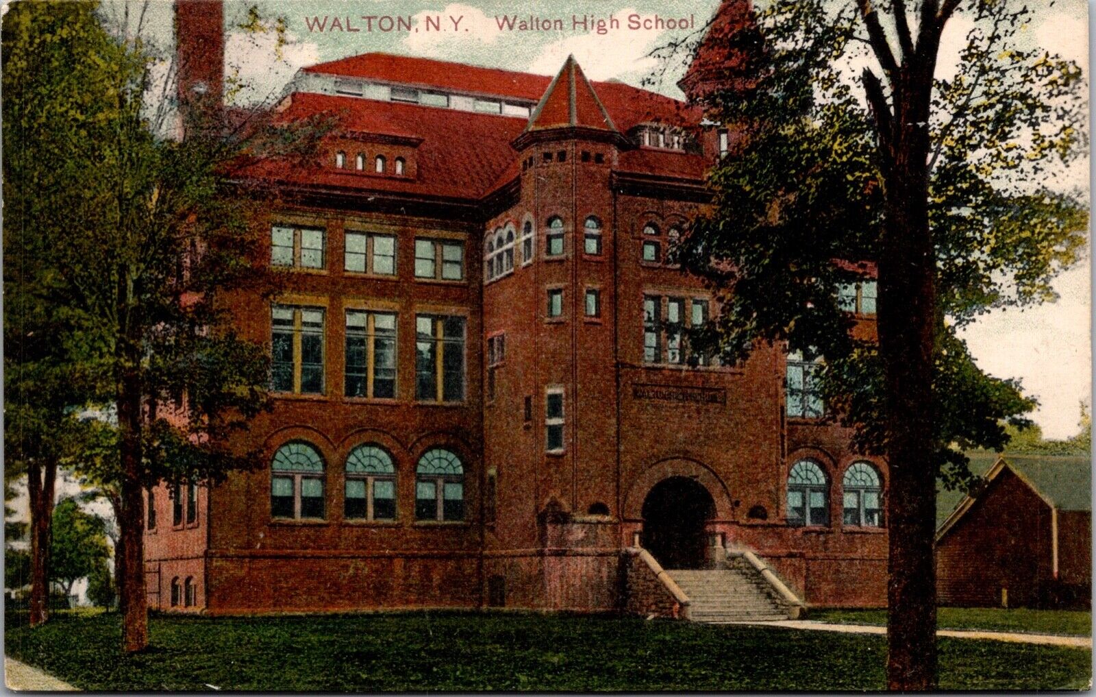 Postcard Walton High School in Walton, New York~2601