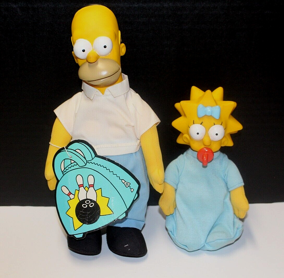 Vintage 1990 The Simpsons Homer & Maggie Simpson Burger King Plush Doll