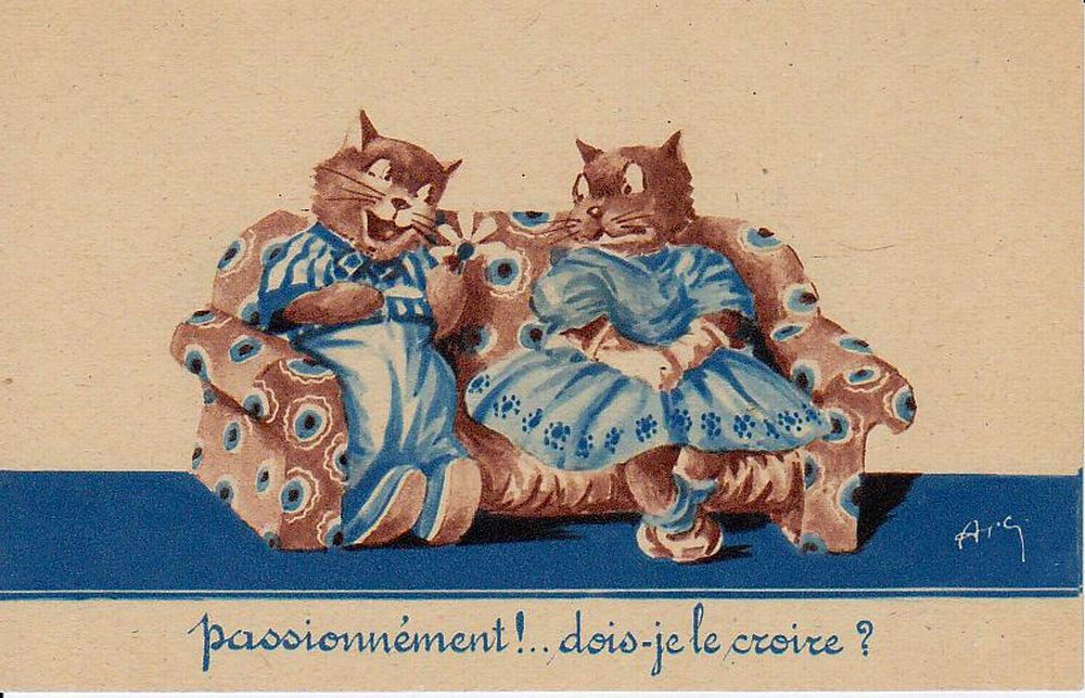 CATS ARTIST SIGNED ARG. Set 9 Vintage Postcards (L5799)