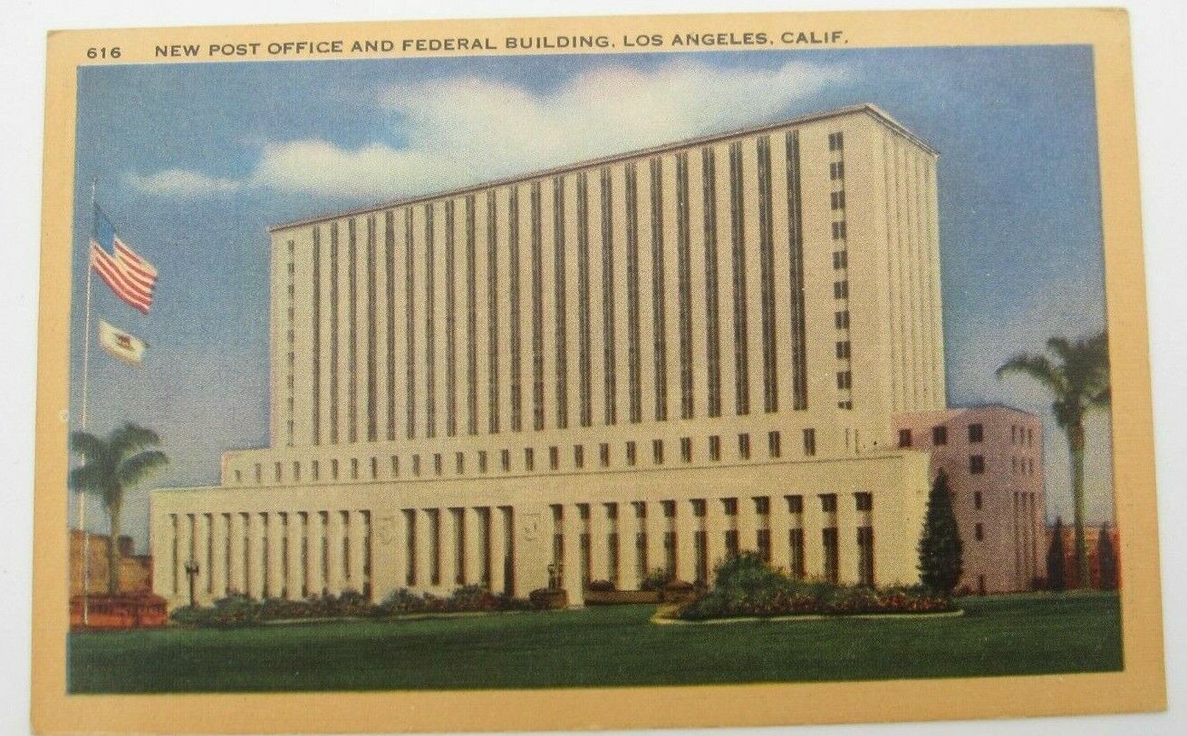 Vintage New Post Office Federal Building LA California Postcard (A54)