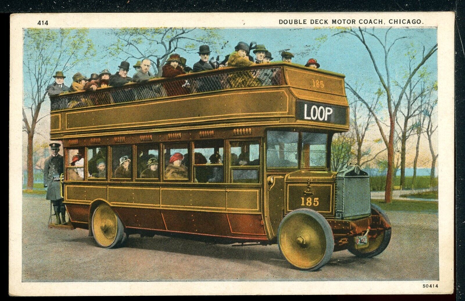 1926 Double Decker Bus Chicago Illinois Historic Vintage Postcard A3 75