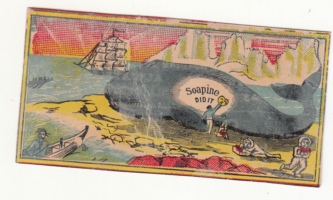 Soapine Cleaning Soap Beached Whale Sailboat Vict Card c1880s