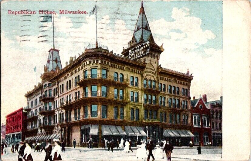 Vintage Postcard Republican House Milwaukee WI Wisconsin 1911              E-721
