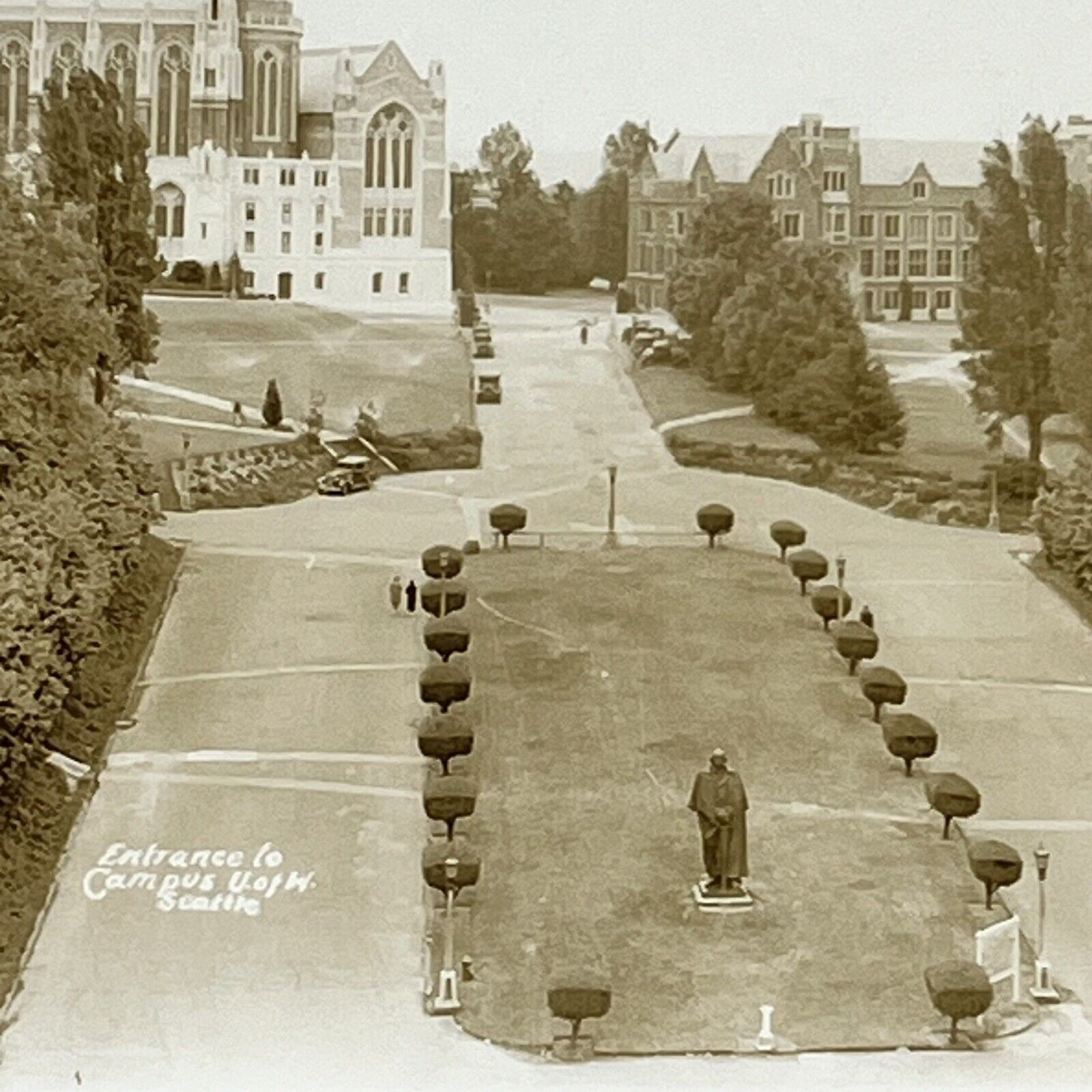 Vintage RPPC Seattle, WA Postcard University of Washington Entrance Aerial View