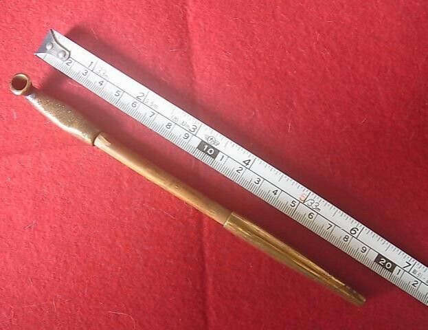 Japanese Antique Meiji Period Kiseru Brass Smoking Pipe H7.9in 1.5oz Vintage FS