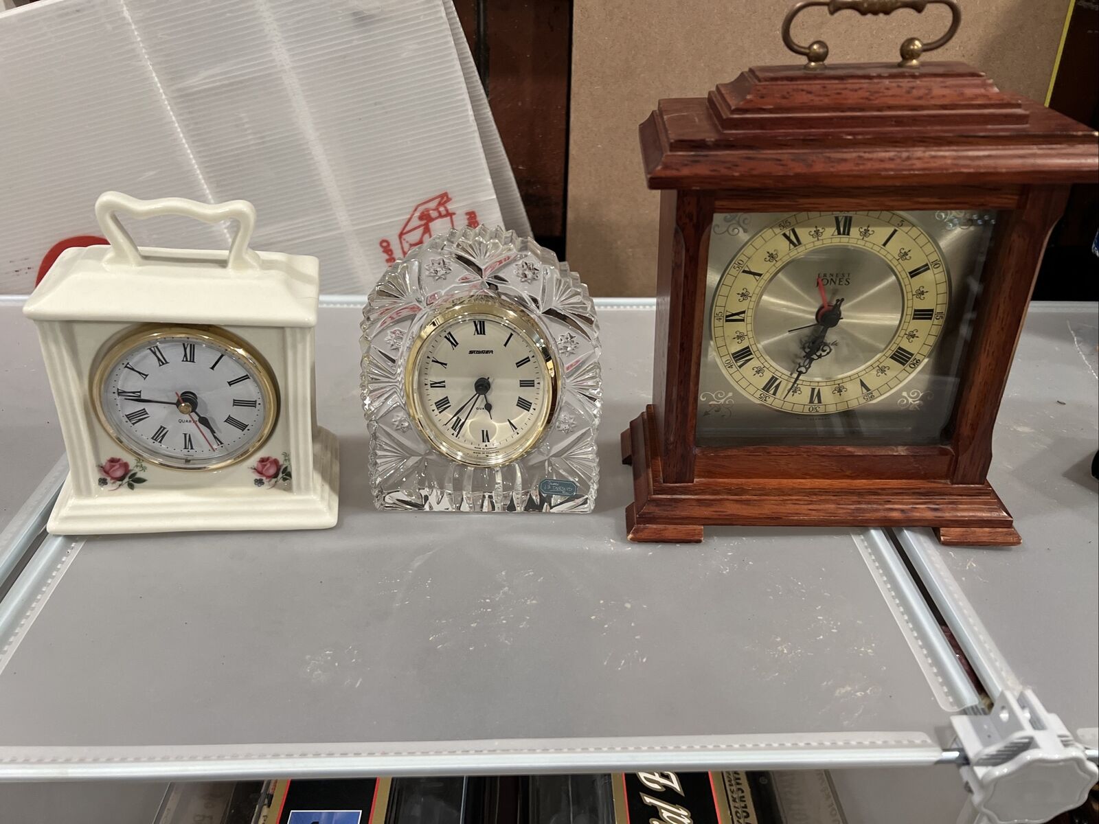 3 Mantel Desk Clocks Vintage Lot