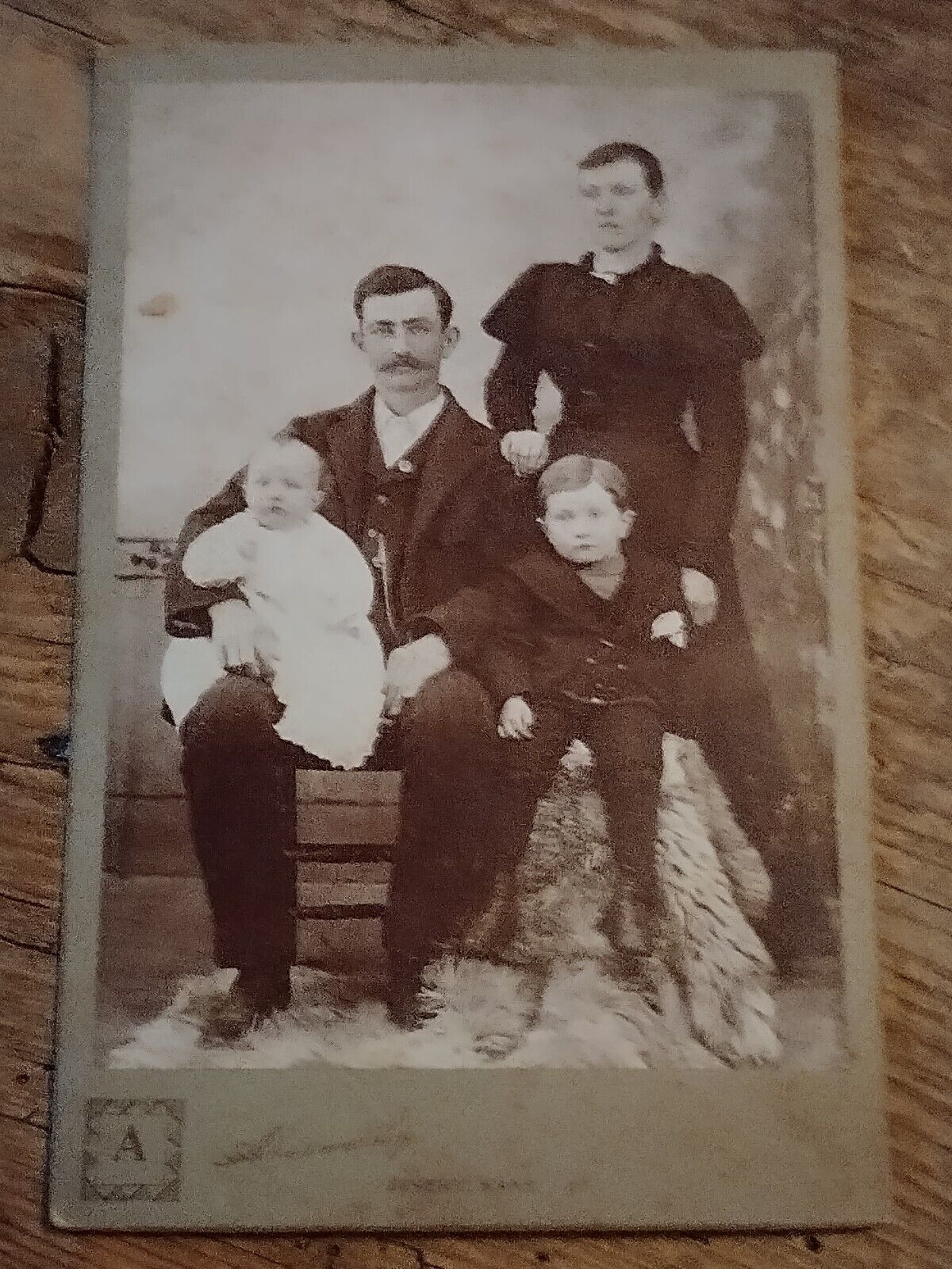  c1880s YOUNG FAMILY- Baby Toddler  Cabinet Card Severy, Kansas