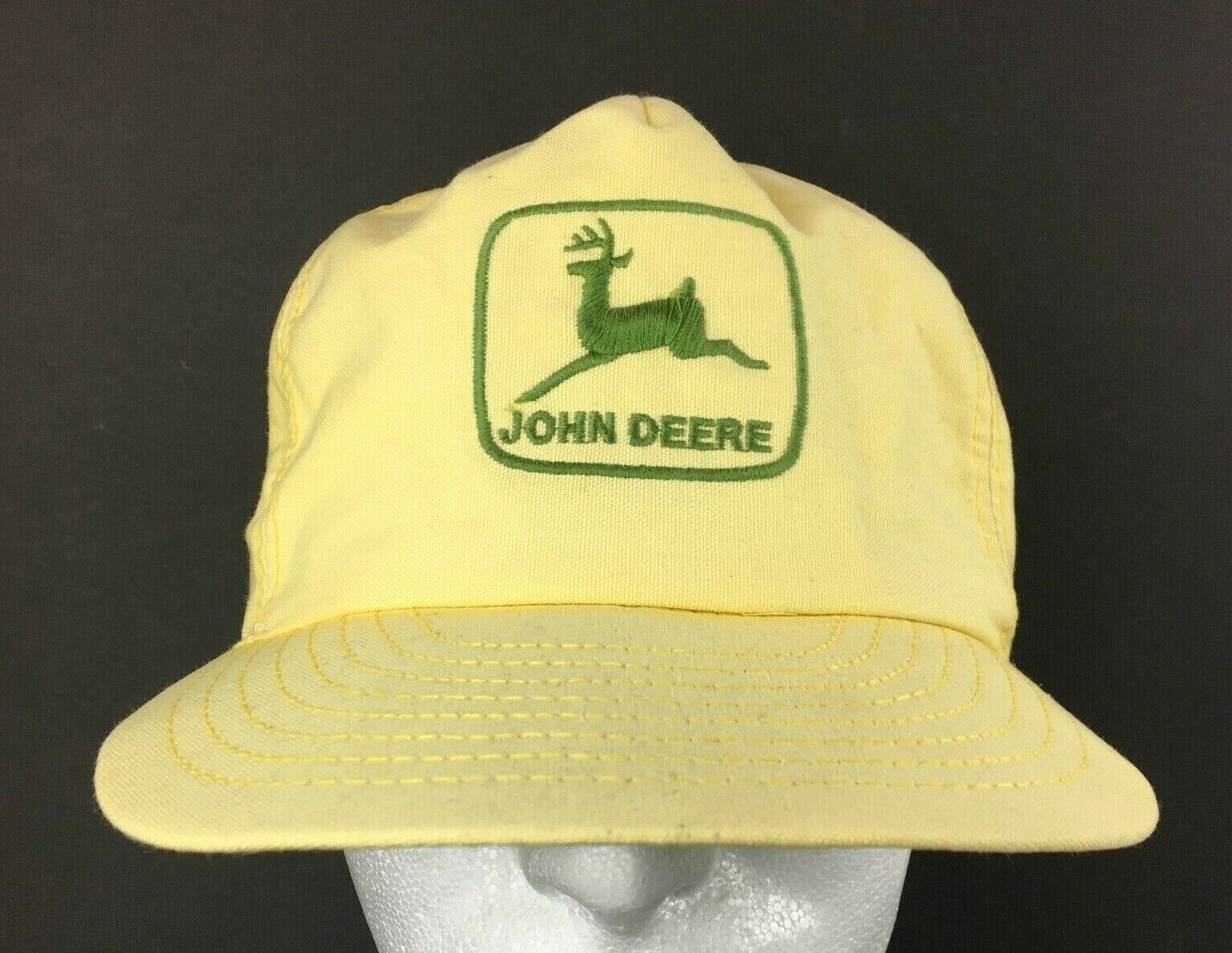 Vintage John Deere Light Yellow Hat Deer Strapback