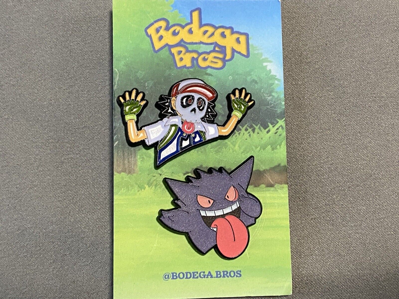 Bodega Bros Pokémon Ash Skull Face Gengar Hat Pin Set 2 Pins Glow In The Dark