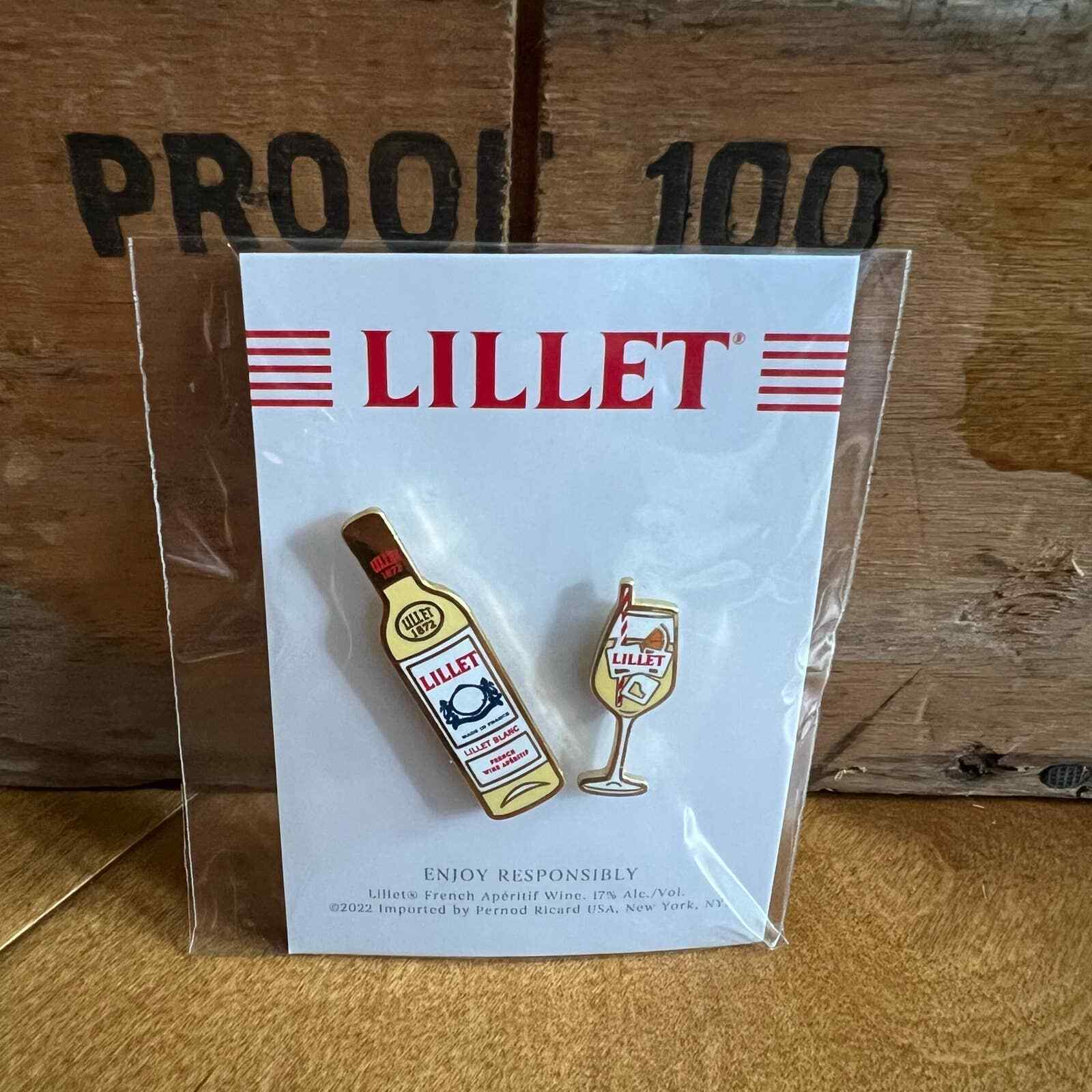 New Lilet two enamel lapel hat pins French apéritif wine Stocking Stuffer