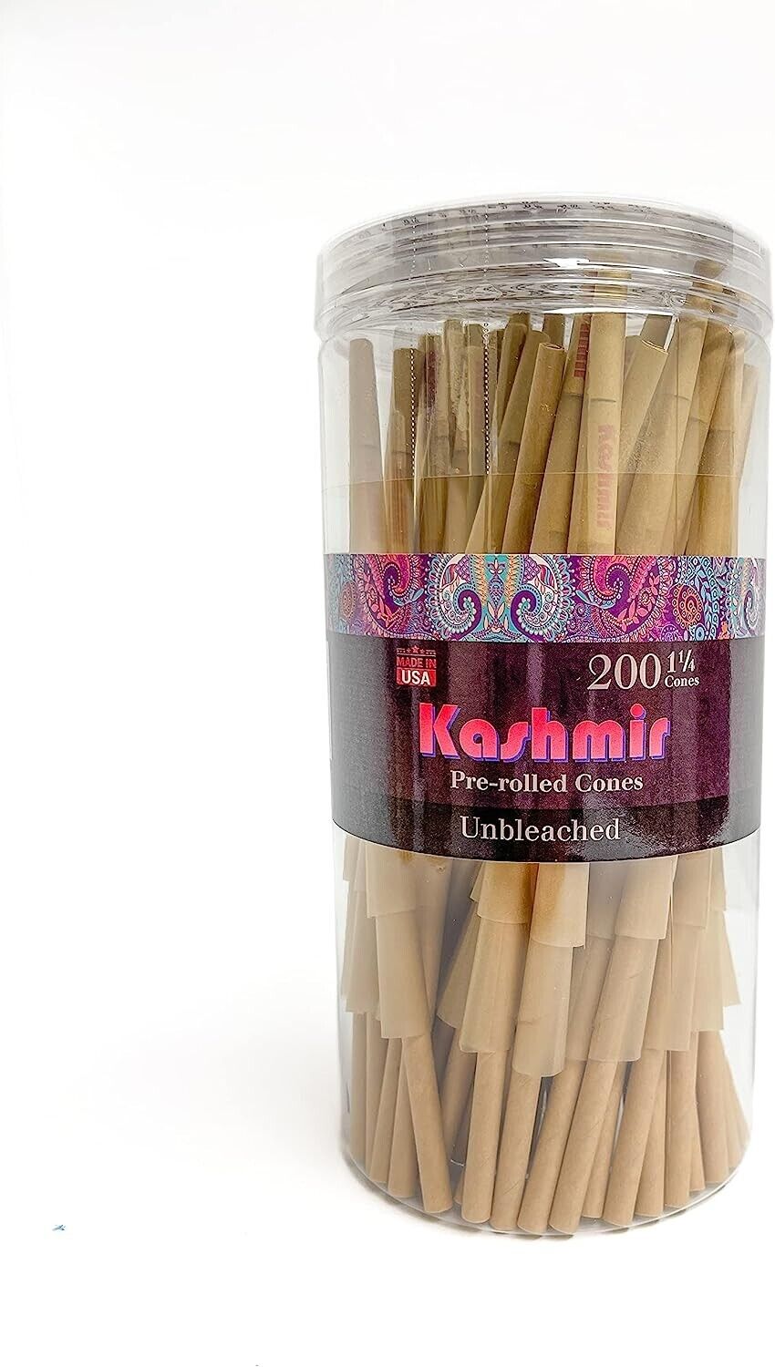 Pre Rolled Cones 200 Count 1 1/4 Size Organic Rolling Paper Cones by Kashmir