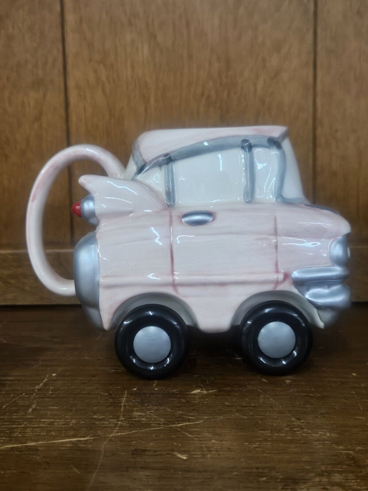 Vintage 1989 Applause PINK CADILLAC Figural Coffee Mug On Wheels