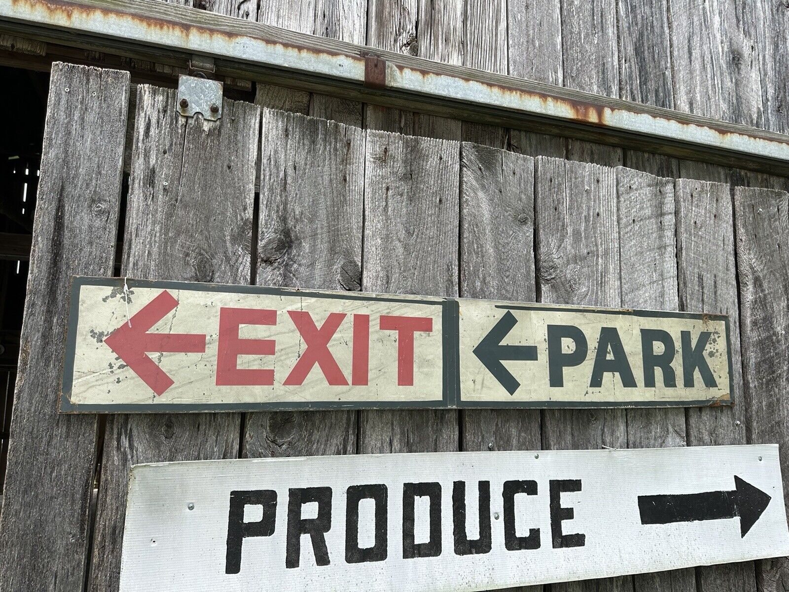 1940s Park Exit Derby Folk Art Cow Sign Country Advertising Arrow Rare Farmhouse