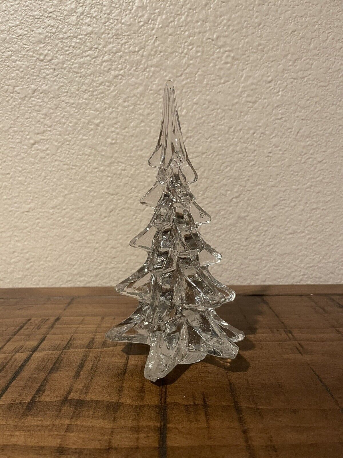Vintage 8” Clear Glass Christmas Tree Made in Taiwan