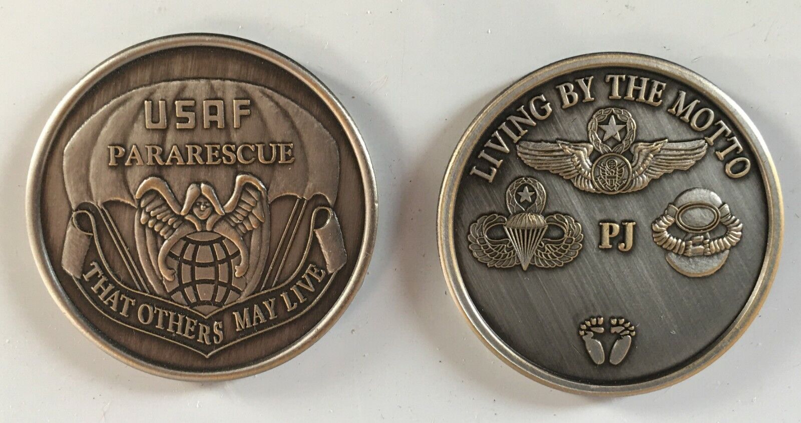 USAF PJ Pararescue Silver Challenge Coin #2 (CCT AFSOC SOCOM SEAL Force Recon)