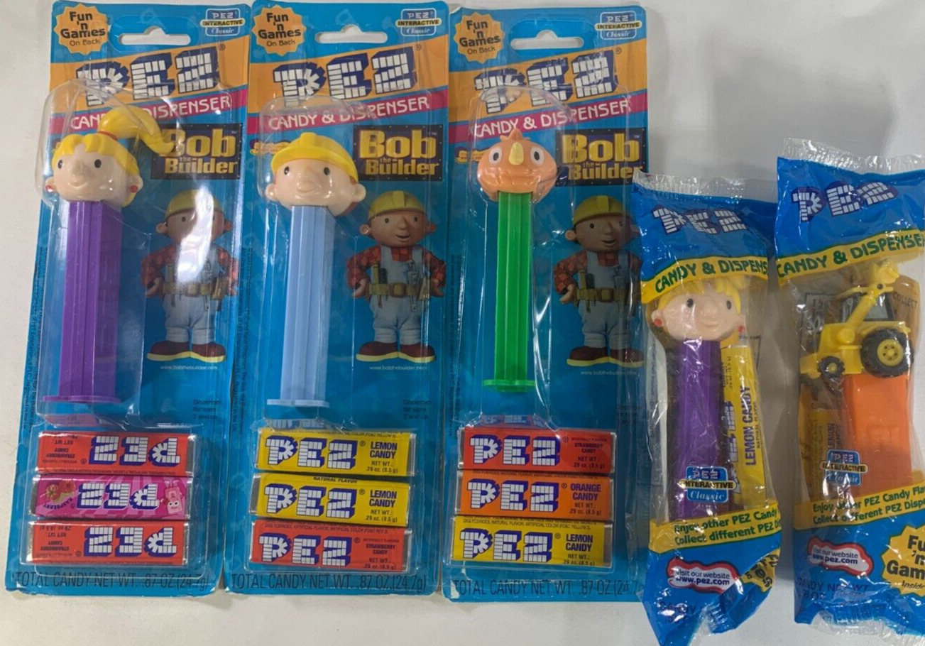 BOB THE BUILDER PEZ Dispensers Collectible Set of 5 RETIRED Rare Find #9253 🔨