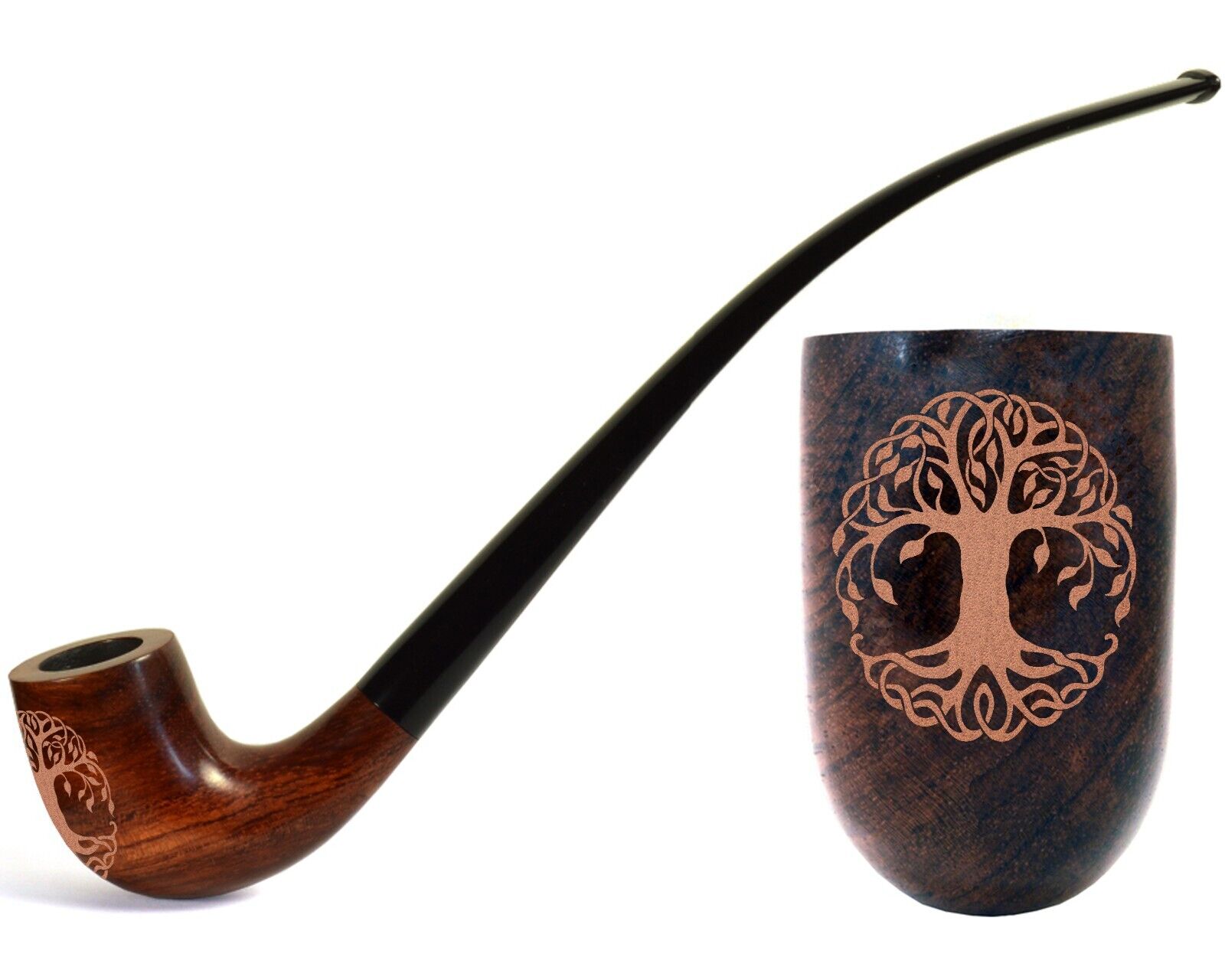 10.2\'\' Long Tobacco Smoking Pipe Tree of life - (26cm) for 9mm Filter