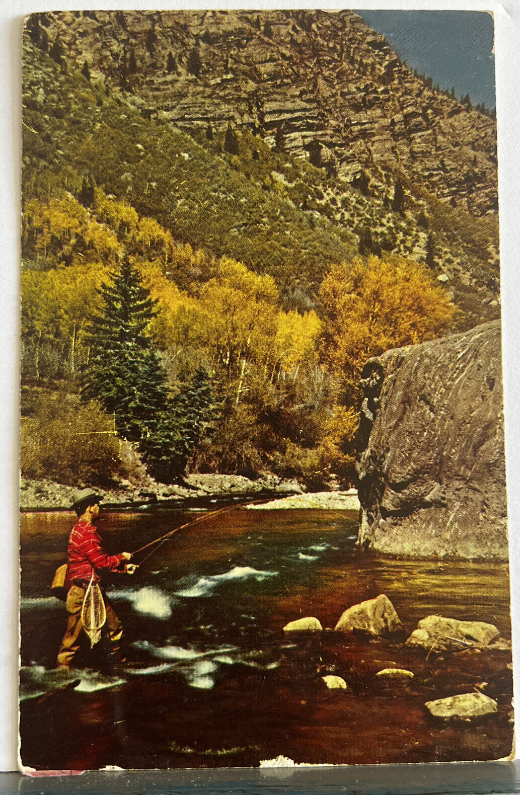 Vintage Postcard Fly Fisherman Nature Fishing The Pools Ephemera Petley Color 