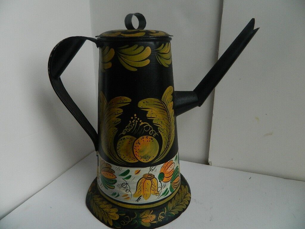 Vintage Toleware Tin Coffee Pot